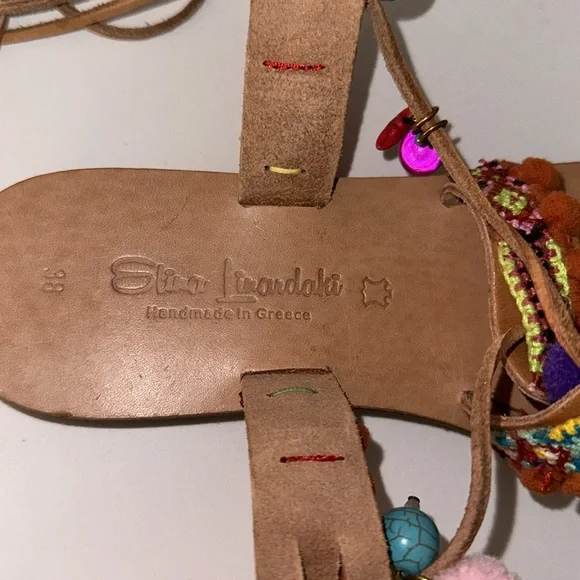 Elina Linardaki Intermix *Penny Lane* lace up leather gladiator sandals 38 7.5 - Picture 4 of 5